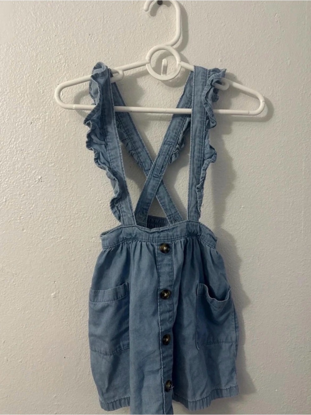 Ruffled Strap Denim Skirt-Blue dress romper